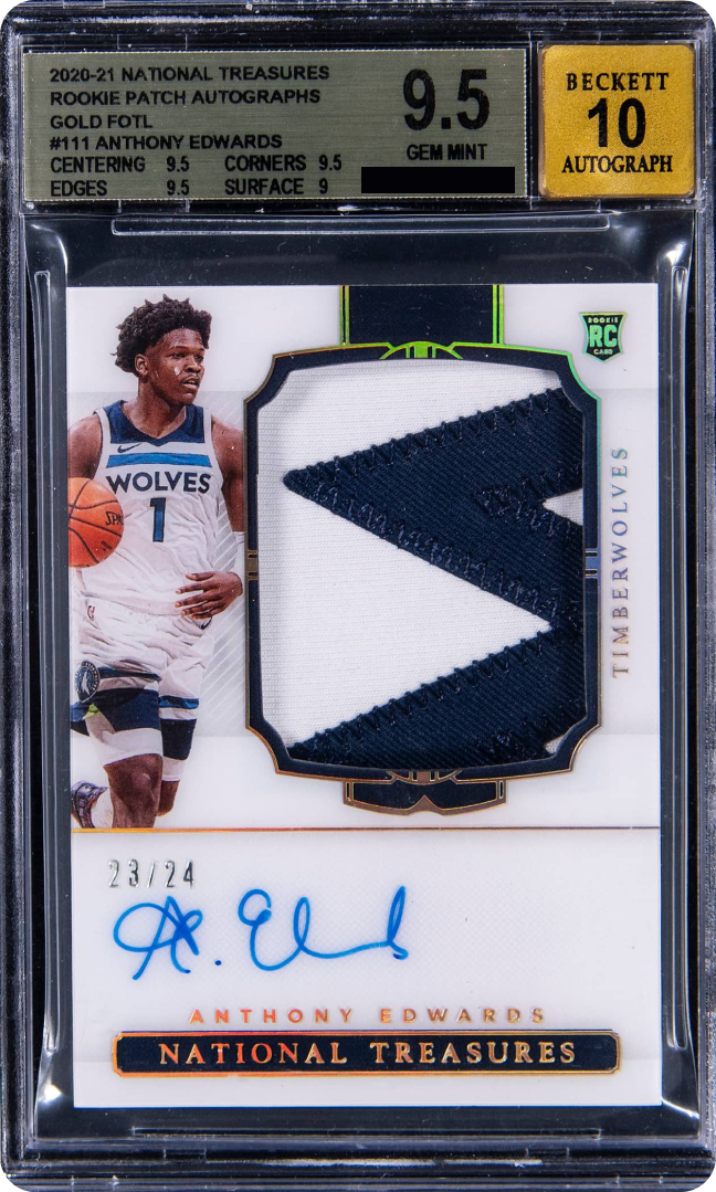Anthony Edwards 2020-21 National Treasures Rookie Patch Auto Gold